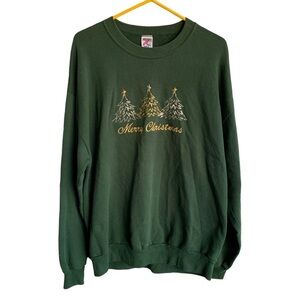 Vintage Merry Christmas Holiday Tree Crewneck Sweatshirt Adult XL 90s Sweater